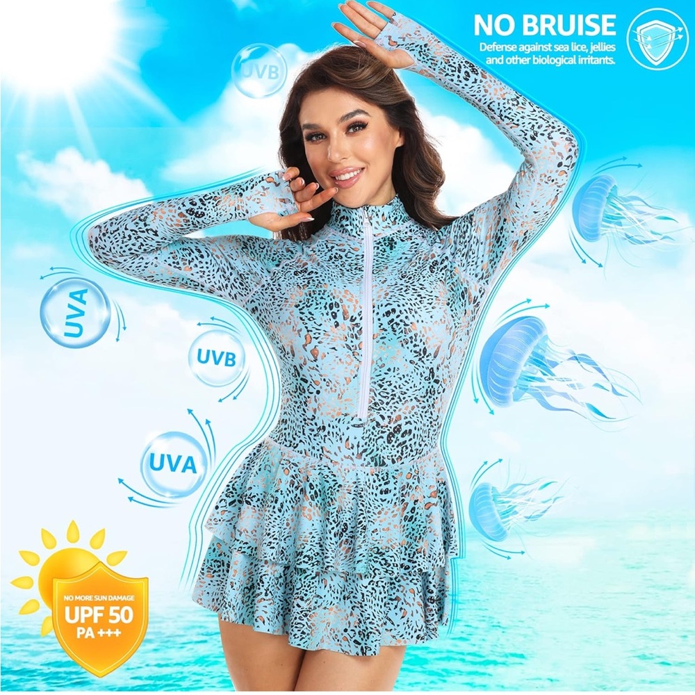 Long Sleeve Swimsuits UV UPF 50+ Swim - Picture 5 of 9